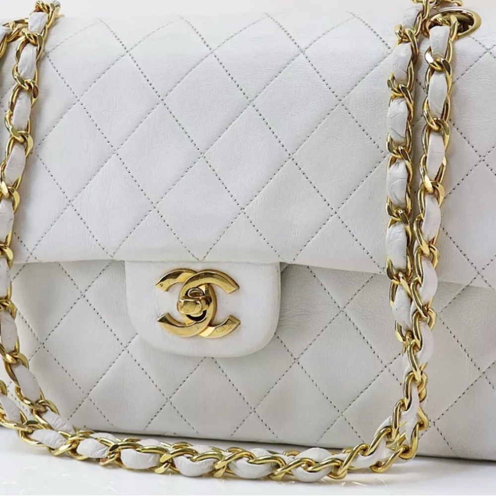 Chanel Classic Flap Bag Small White - Authentic & Vintage